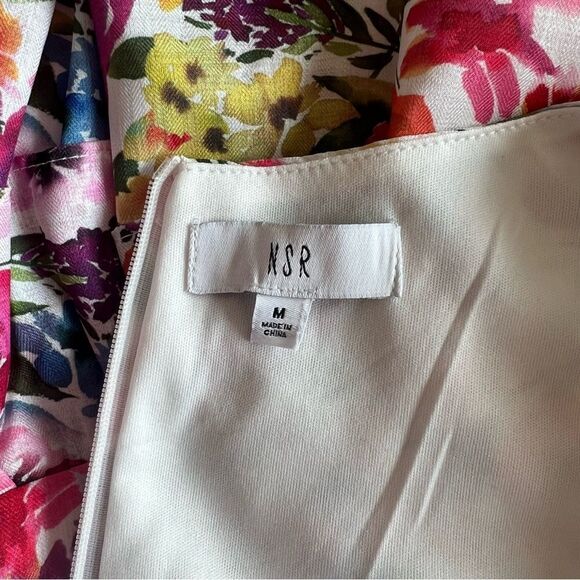 Nordstrom NSR White Multicolor Floral Puff Sleeve Dress - Picture 9 of 10